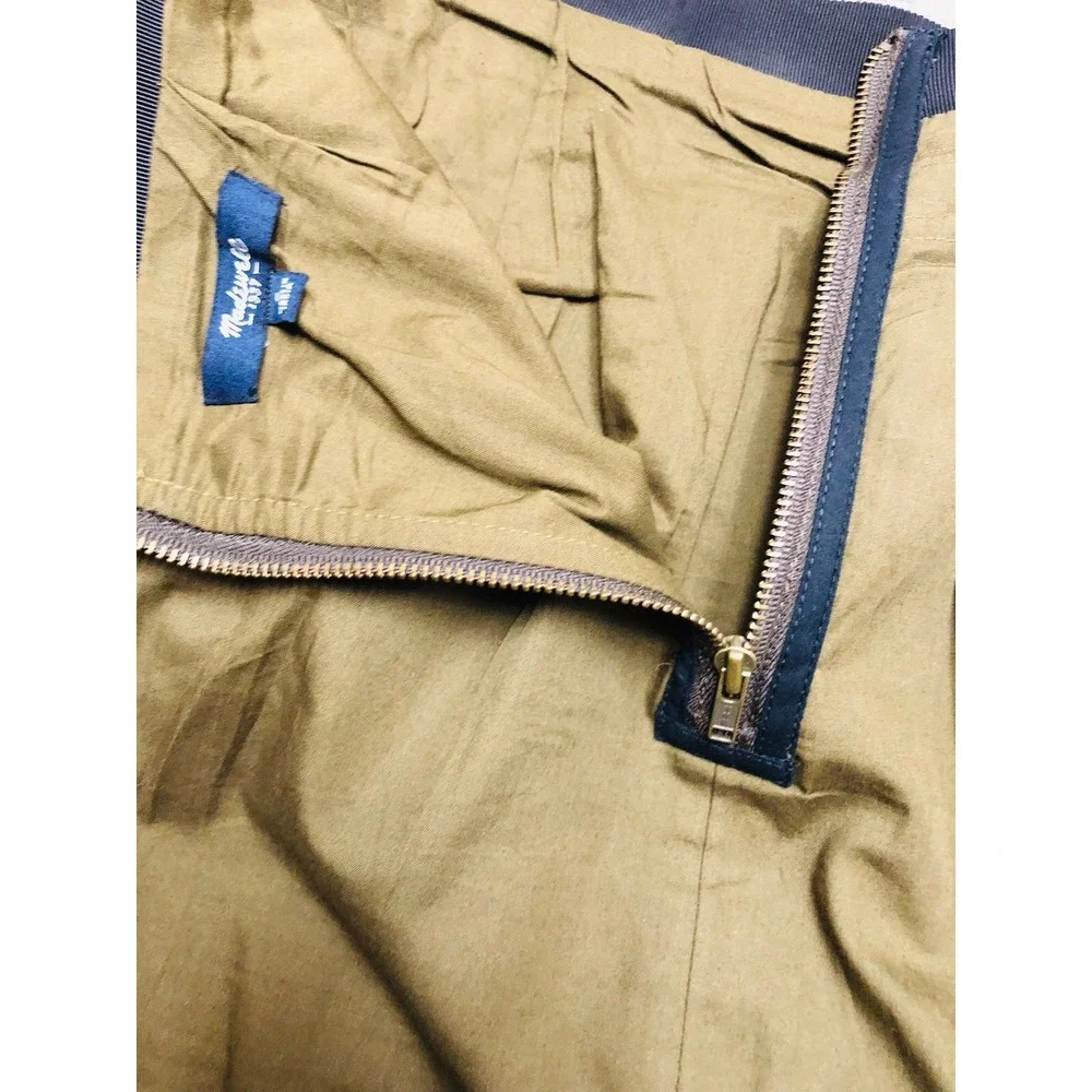 Madewell  Skirt 6 Green Military Khaki Pleated‎ Midi Lined